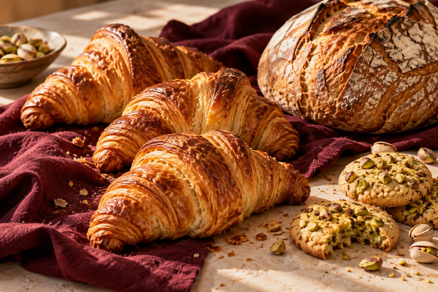 View golden bakes and buttery layers